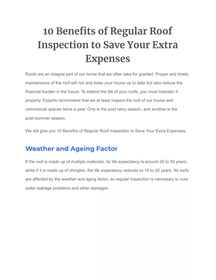 10 benefits of regular roof inspection to save