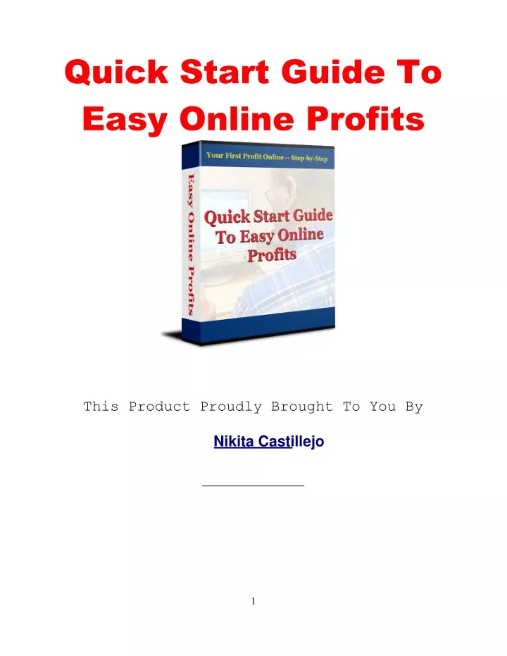 quick start guide to easy online profits