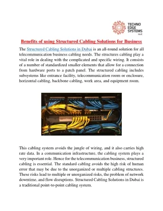 benefits of using structured cabling solutions