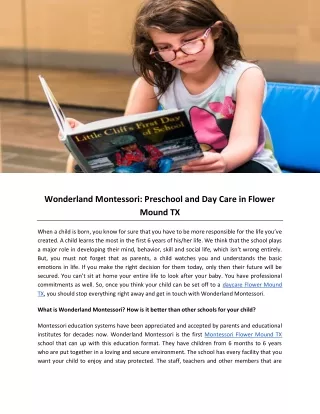 Wonderland Montessori: Preschool and Day Care in Flower Mound TX