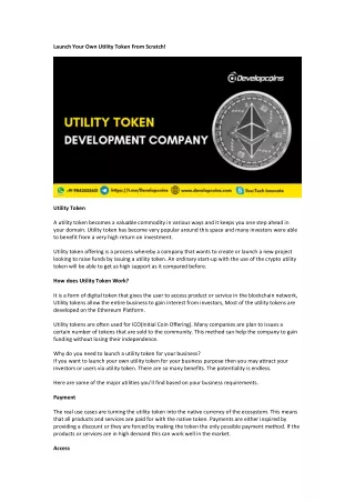 launch your own utility token from scratch