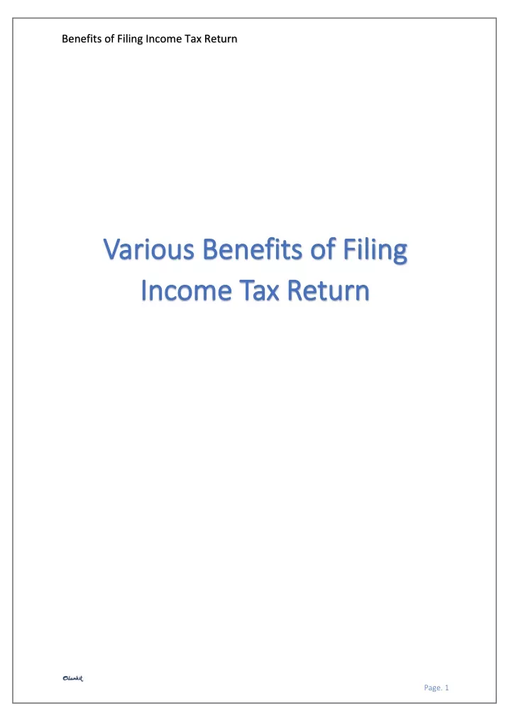 benefits of filing income tax return