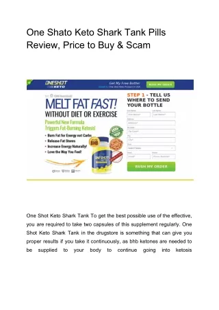One Shato Keto Shark Tank Pills Review, Price to Buy & Scam