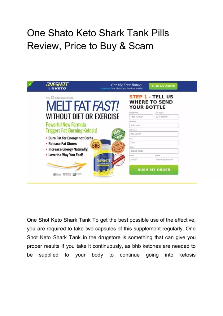 one shato keto shark tank pills review price