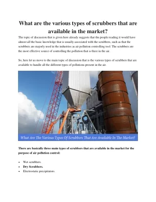 what are the various types of scrubbers that