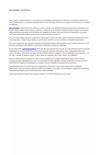 labor standards connorsllc com