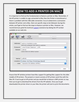 HOW TO ADD A PRINTER ON MAC?