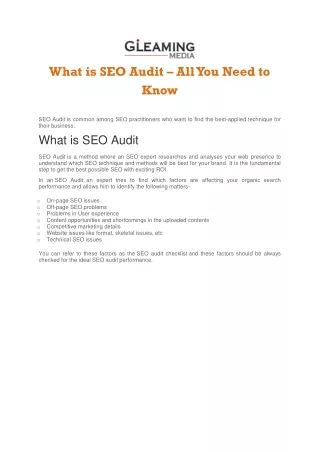 What is SEO Audit – All You Should Need to Know