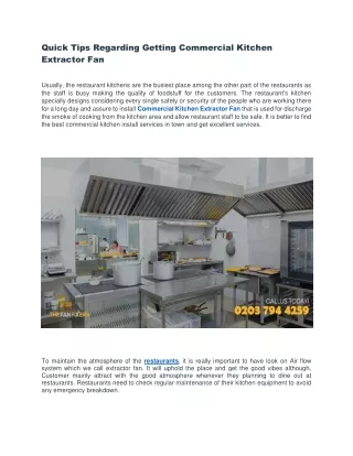 Quick Tips Regarding Getting Commercial Kitchen Extractor Fan