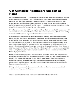 get complete healthcare support at home
