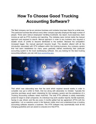 How To Choose Good Trucking Accounting Software?