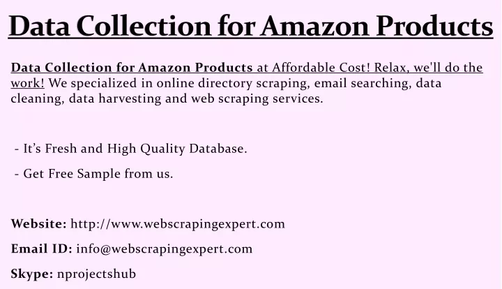 data collection for amazon products