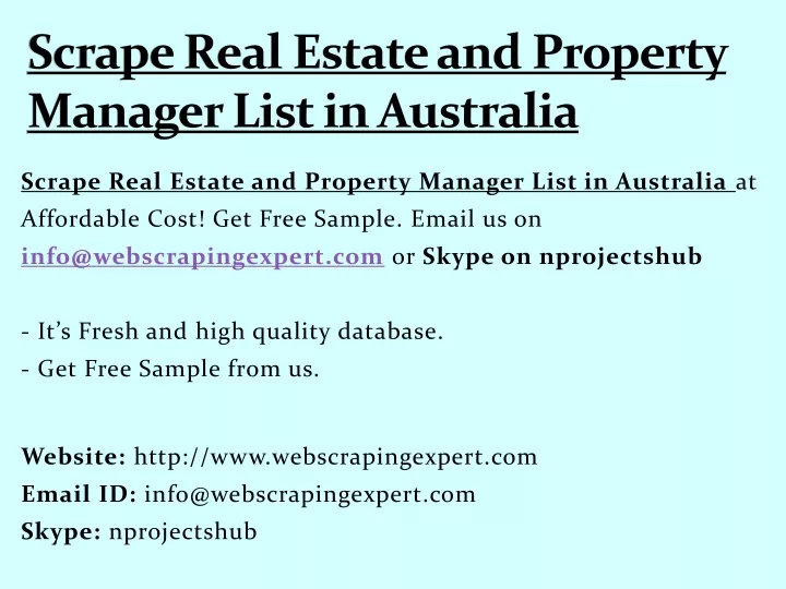 scrape real estate and property manager list in australia