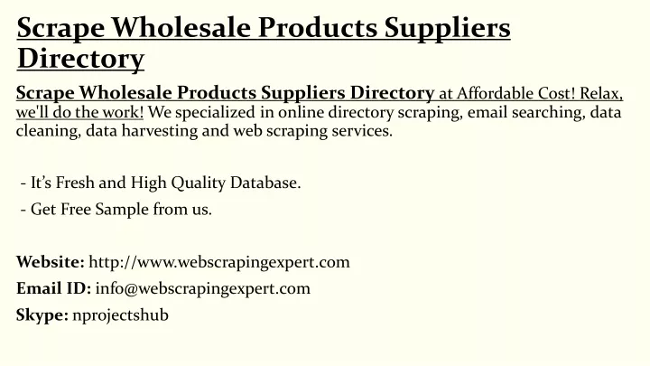 scrape wholesale products suppliers directory