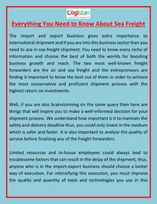 everything you need to know about sea freight
