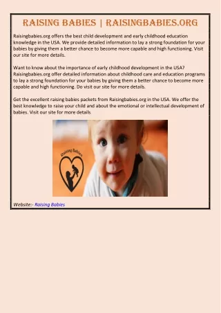 Raising Babies | Raisingbabies.org
