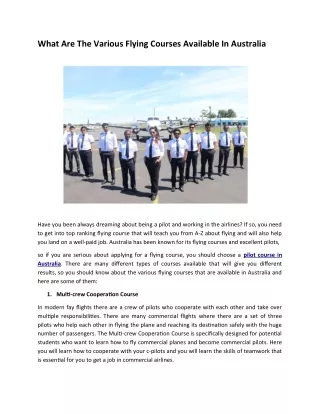what are the various flying courses available