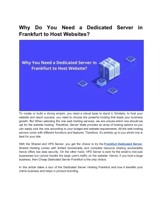 Why Do You Need a Dedicated Server in Frankfurt to Host Busniess Websites?