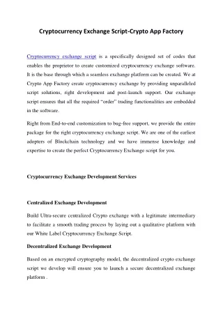cryptocurrency exchange script crypto app factory