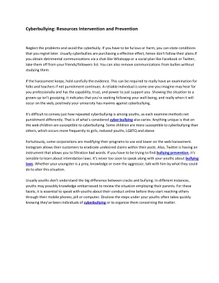 cyberbullying resources intervention