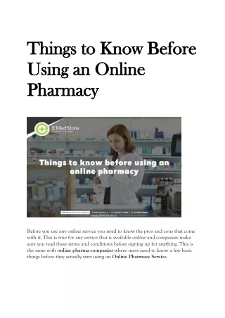 Things to Know Before Using an Online Pharmacy
