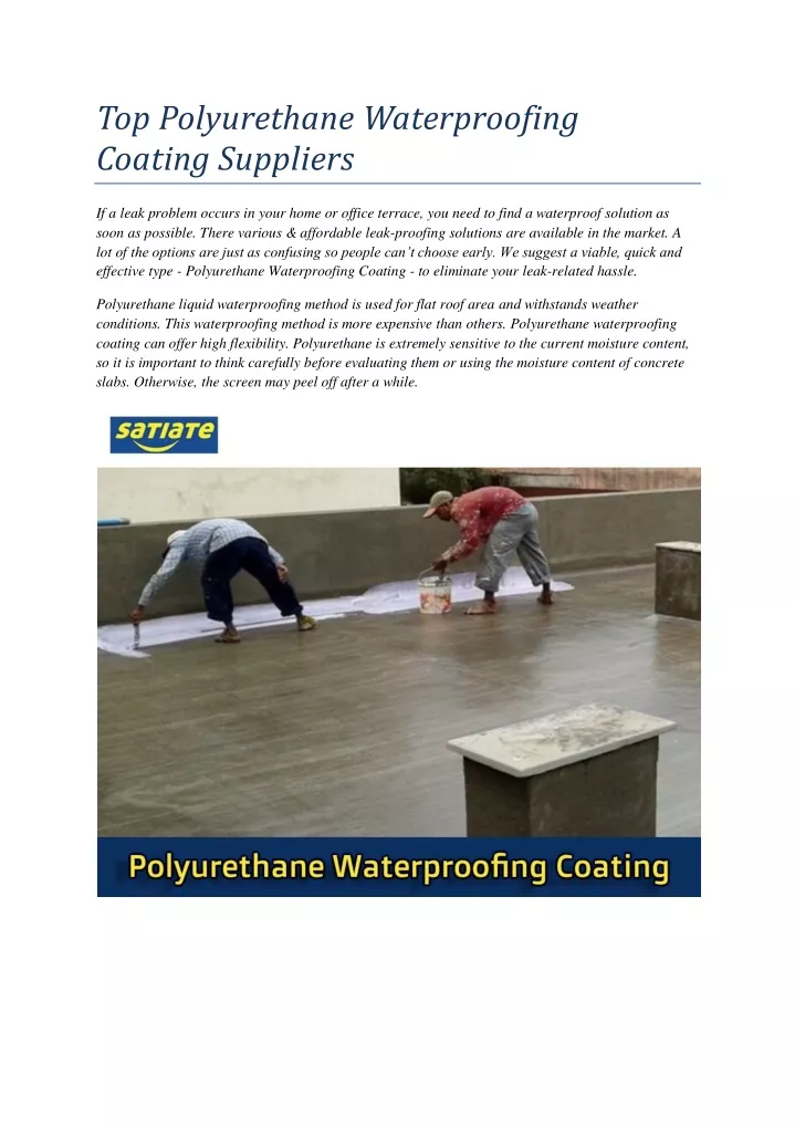 top polyurethane waterproofing coating suppliers