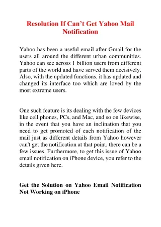 Resolution If Cannot Get Yahoo Mail Notification
