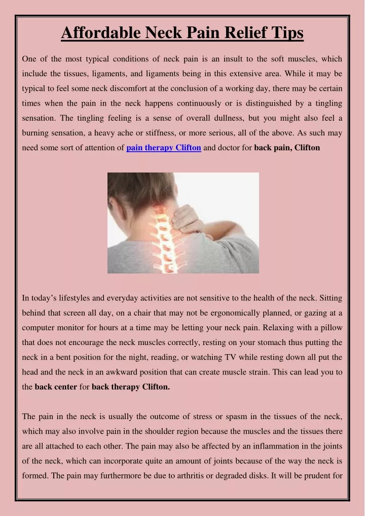 affordable neck pain relief tips