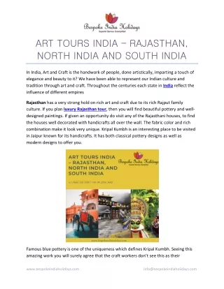 ART TOURS INDIA – RAJASTHAN, NORTH INDIA AND SOUTH INDIA