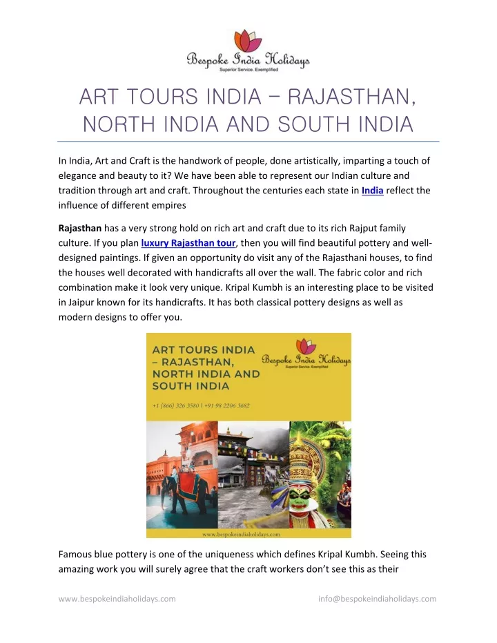 art tours india rajasthan north india and south