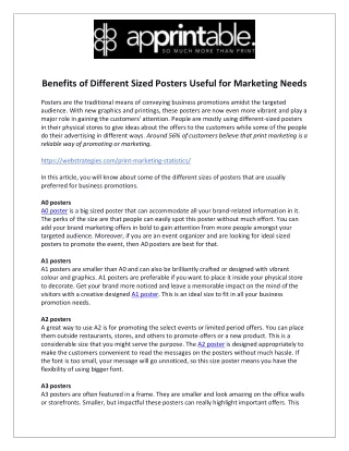 benefits of different sized posters useful
