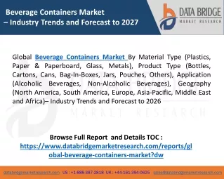 Beverage Containers Market To Show Tremendous Growth By 2027
