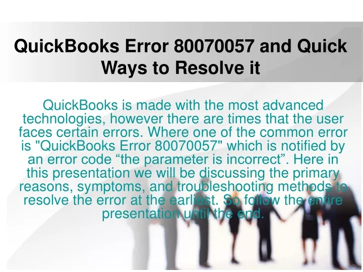 quickbooks error 80070057 and quick ways to resolve it