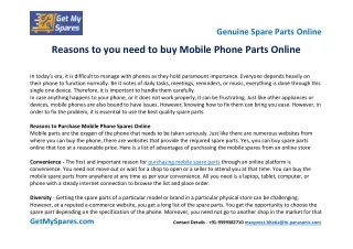 Reasons To You Need To Buy Mobile Phone Parts Online