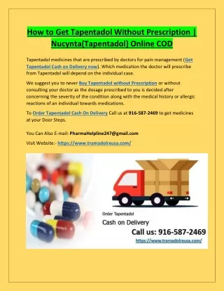 how to get tapentadol without prescription