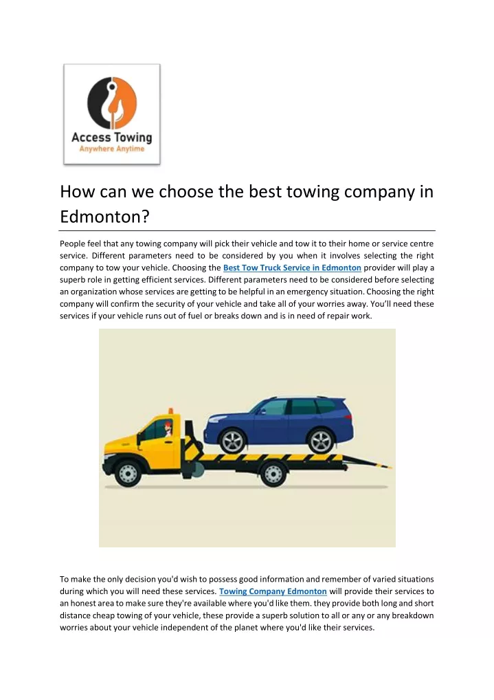 how can we choose the best towing company