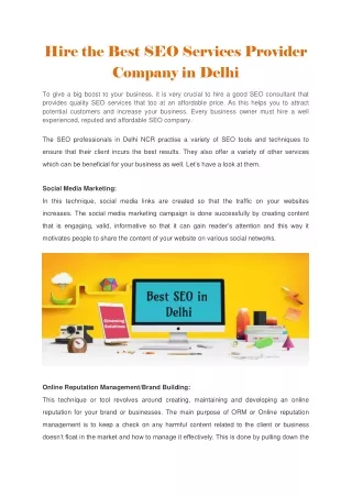 Hire the Best SEO Services Provider Company in Delhi