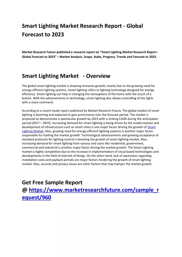 smart lighting market research report global