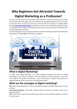 Why Beginners Get Attracted Towards Digital Marketing as a Profession?