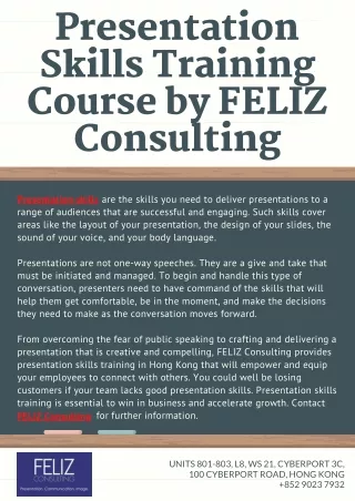 presentation skills training course by feliz