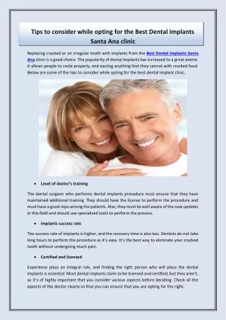 Tips to consider while opting for the Best Dental Implants Santa Ana clinic