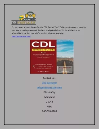 Study Guide for CDL Permit Test | Cdlinstructor.com