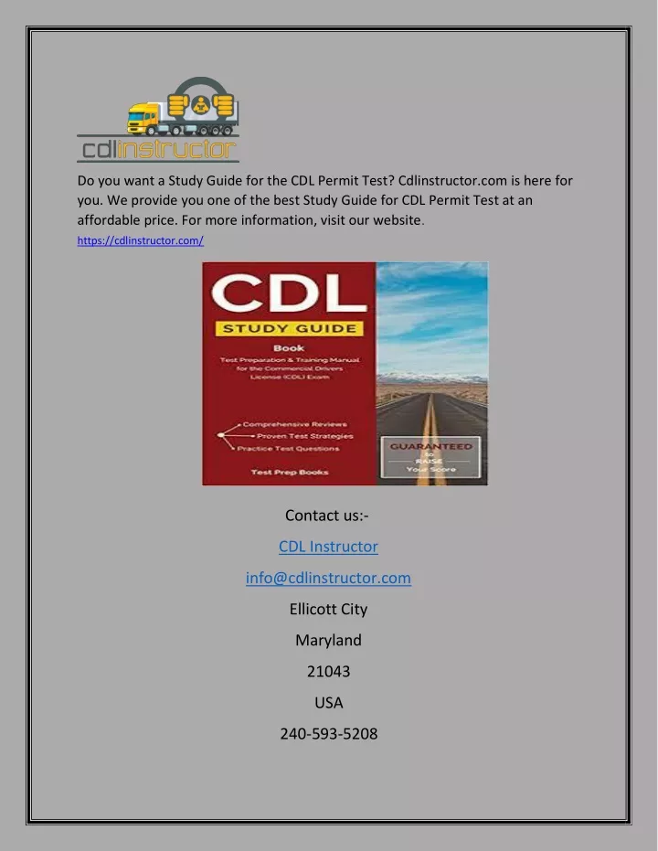 do you want a study guide for the cdl permit test