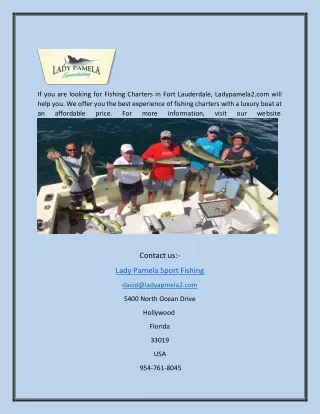 Fort Lauderdale Fishing Charters | Ladypamela2.com