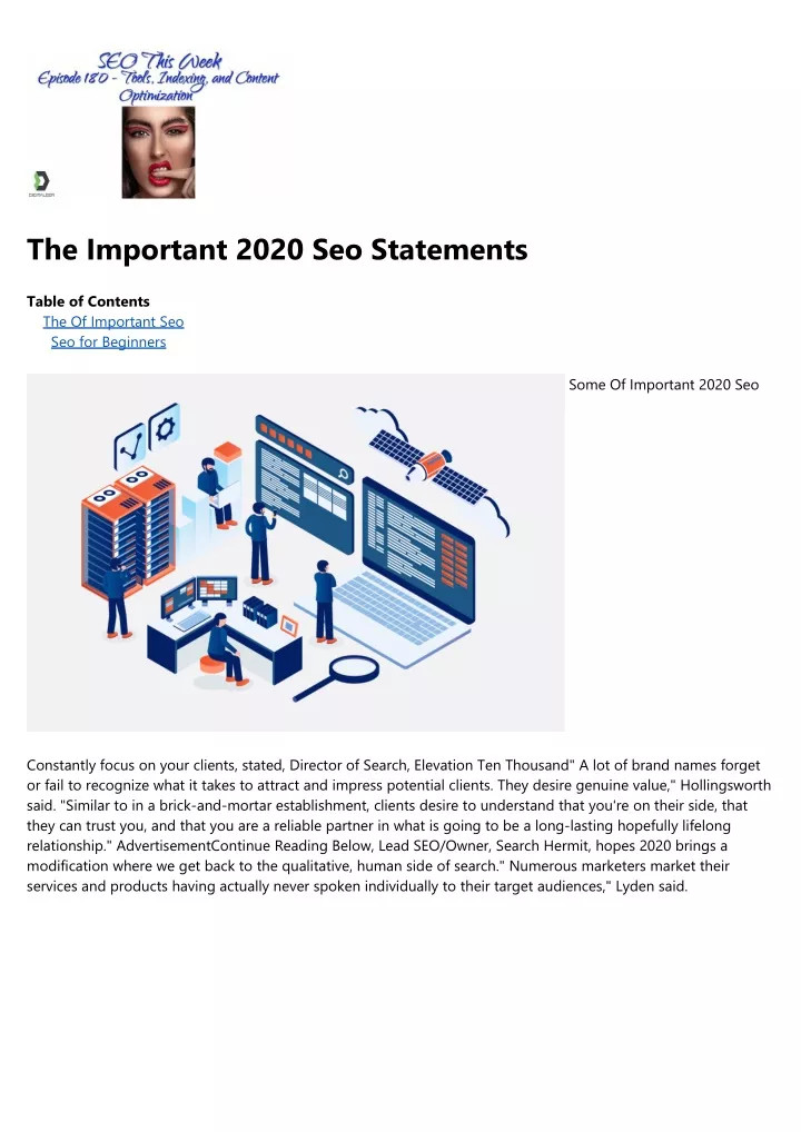 the important 2020 seo statements