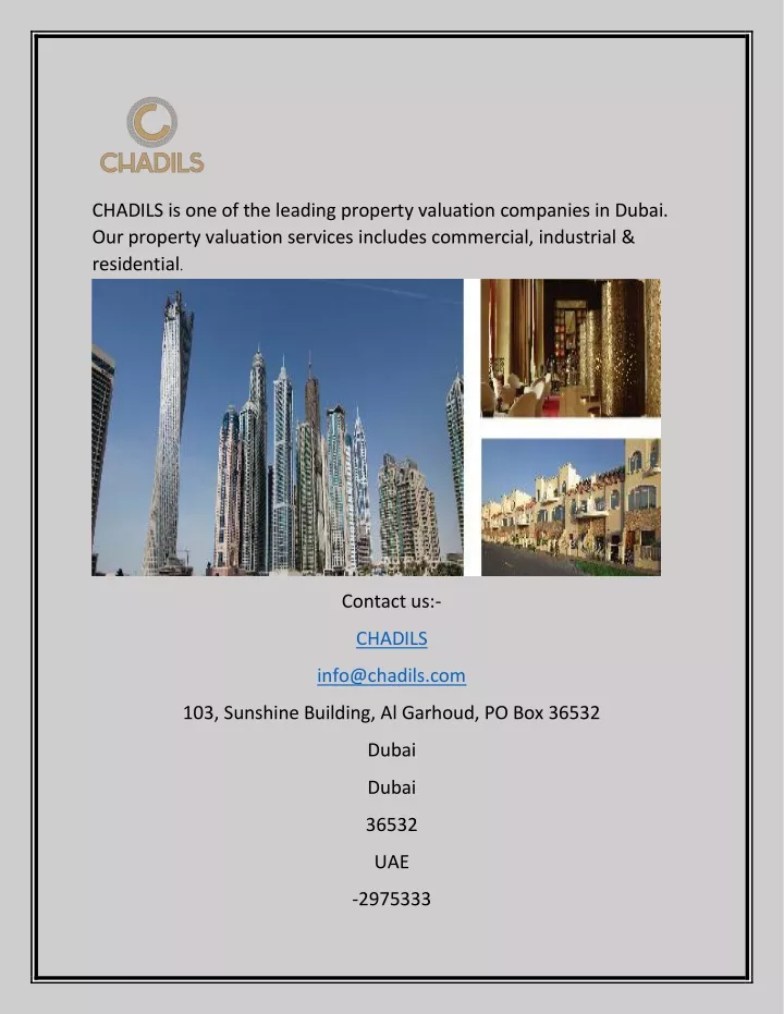 chadils is one of the leading property valuation