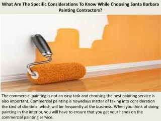what are the specific considerations to know while choosing santa barbara painting contractors