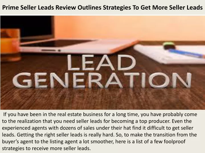 prime seller leads review outlines strategies to get more seller leads