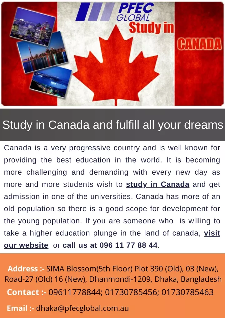 study in canada and fulfill all your dreams