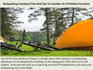 Backpacking Camping Tricks And Tips To Consider As A Primitive Survivors
